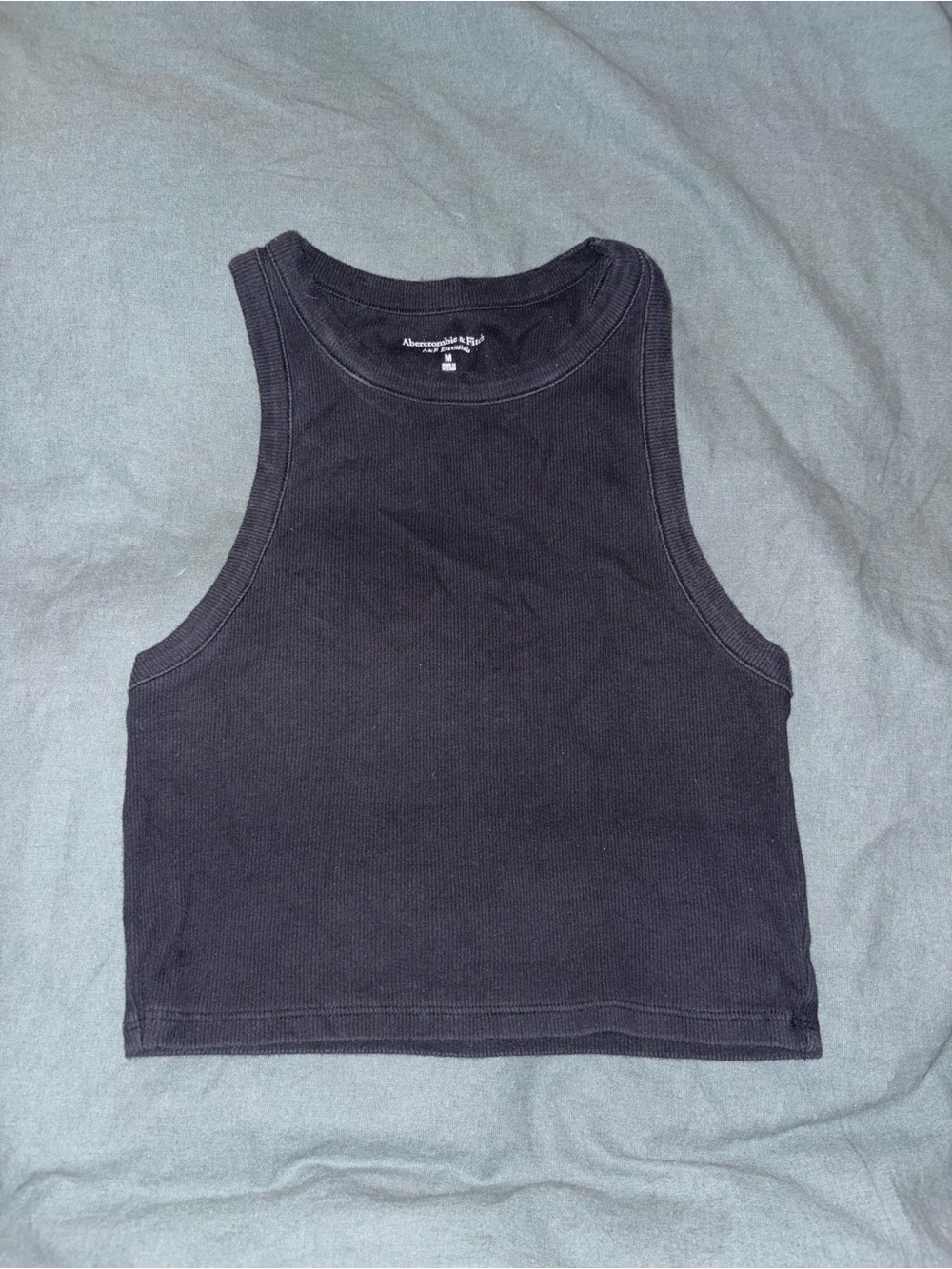 Abercrombie & Fitch Black Ribbed Cropped Tank Top